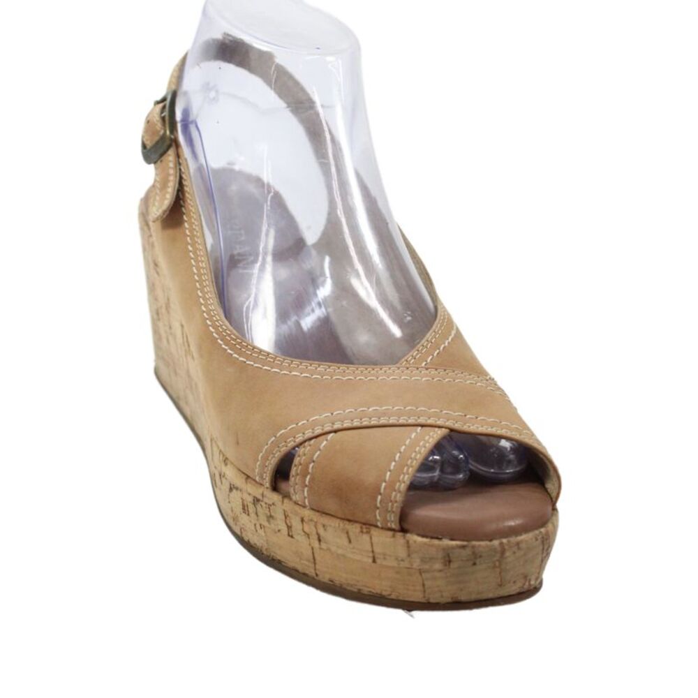 Cordani Womens Leather Slingback Wedge Sandals Brown Size 9